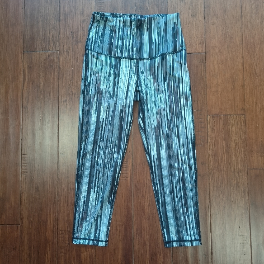 Mono b striped sports leggings white/black waist wide size S